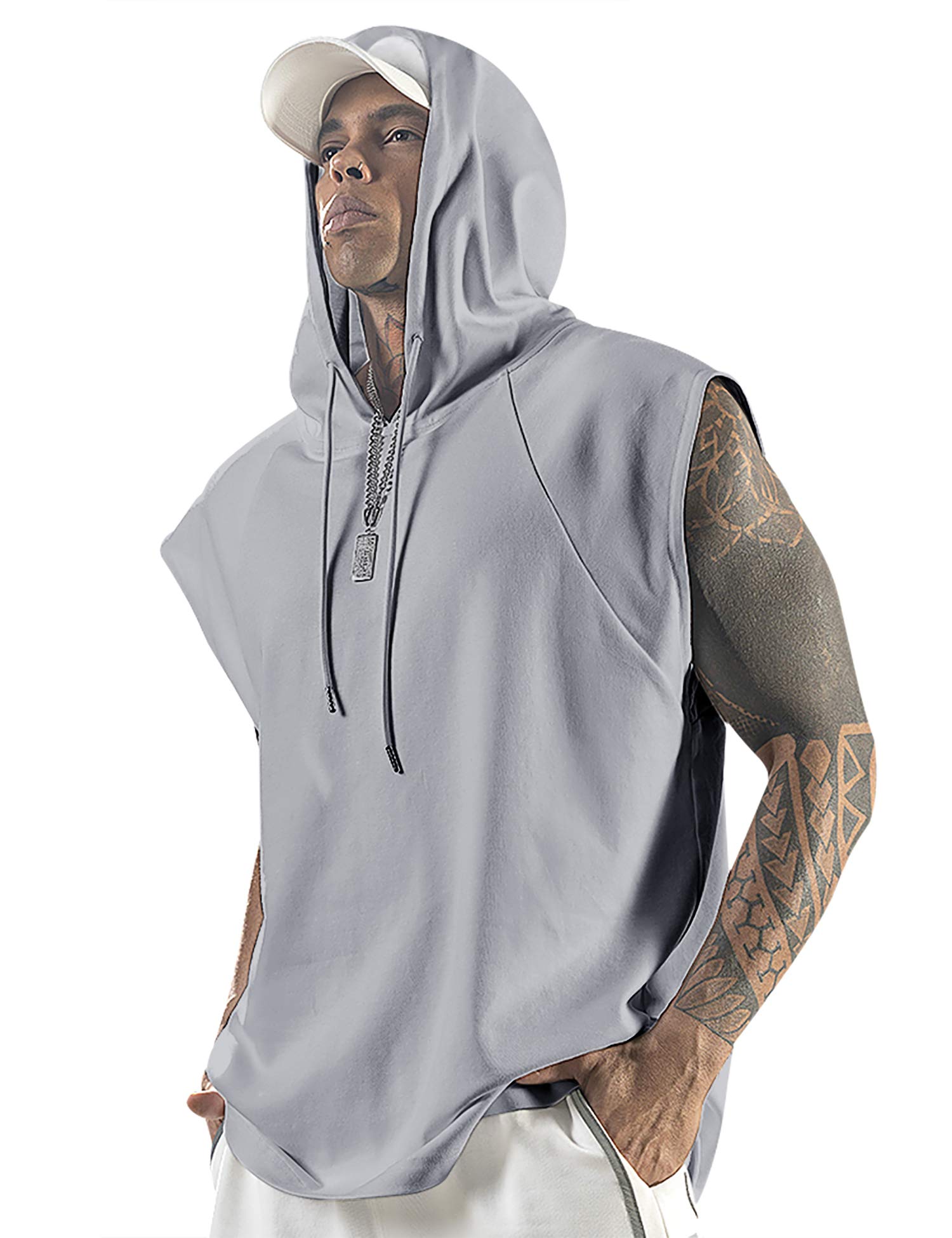 Aixdir Men's Workout Hooded Tank Tops Bodybuilding Muscle Cut Off T Shirt Sleeveless Gym Hoodies
