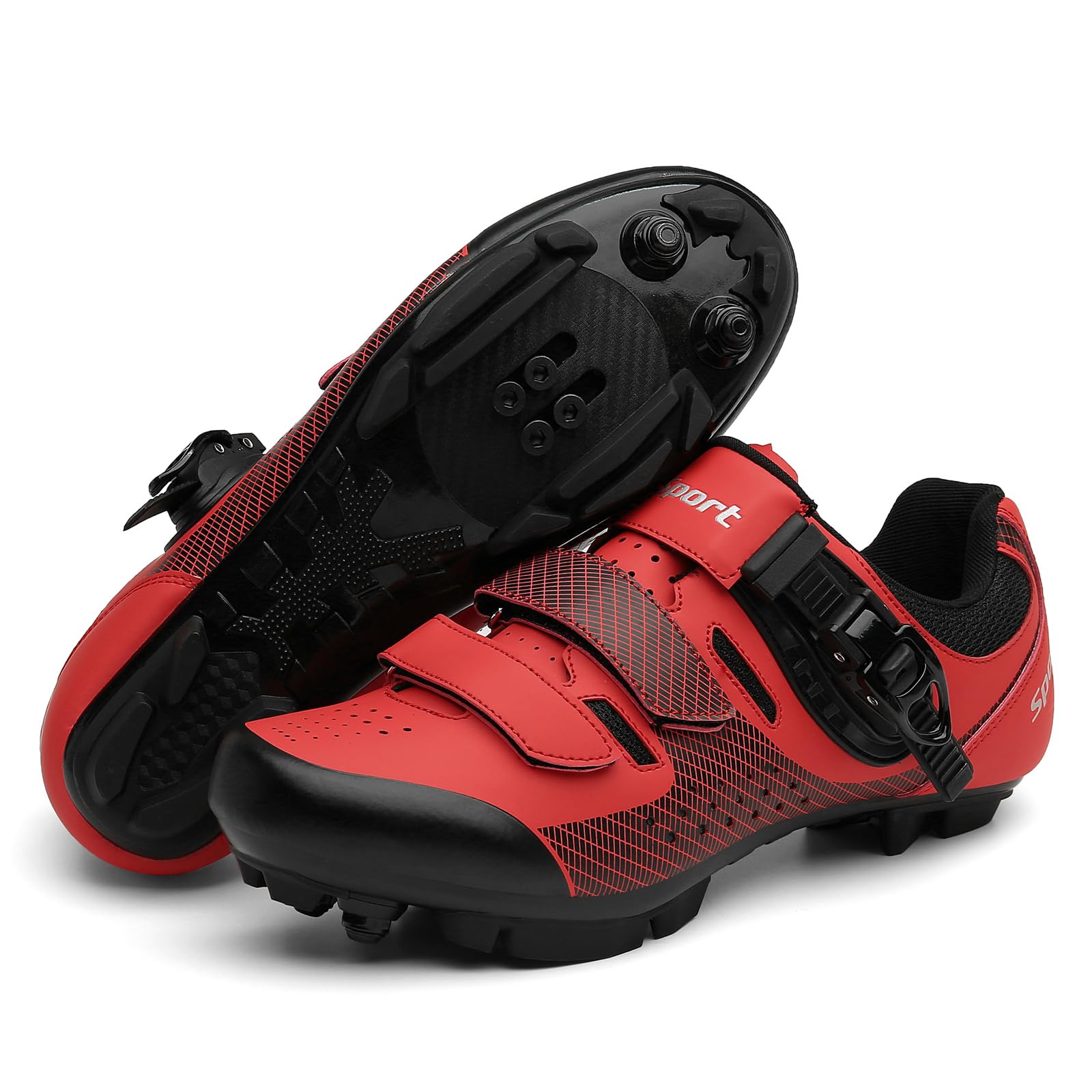 JiuQing Mountain Bike Shoes Men Compatible with 2-Bolts SPD Cleats MTB Shoes Outdoor Cycling Shoes