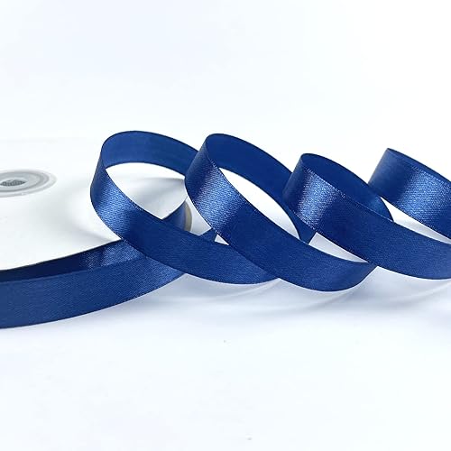Miniatura 3 de Cinta de satén de 58 pulgadas x 100 yardas, cinta de seda azul marino con carrete, ideal para envolver regalos, ramos florales, manualidades,