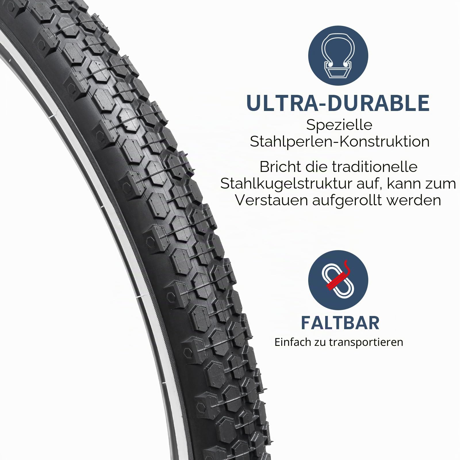 YunSCM 2Pcs Faltbare 26 Zoll Fahrradreifen 26 x 2.125 Mantel 57-559 kompatibel 26x2.10 26 x 2.125 26x2.15 Stadt/Straße/Mountainbike Reifen