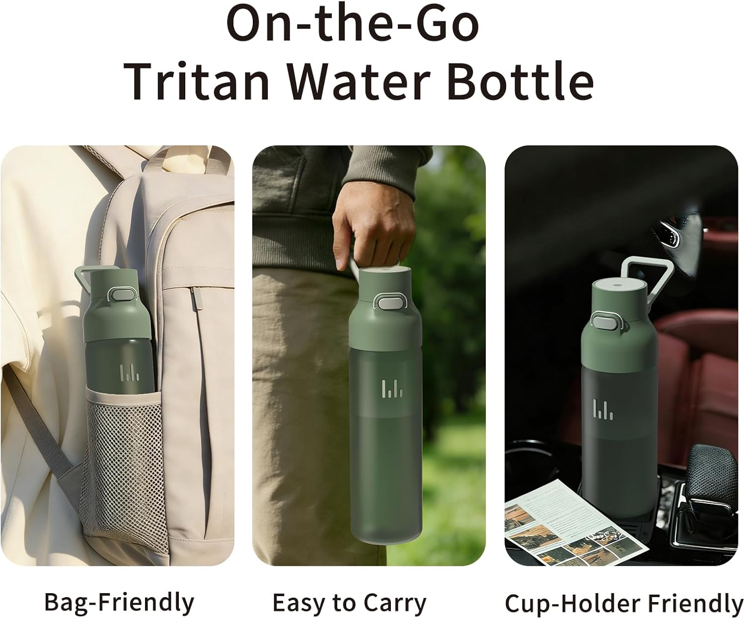 26oz Clear Water Bottle, Leak Proof One-Hand Open Flip Lid, Cup Holder Compatible, BPA-Free USA Tritan Plastic, Dishwasher Safe for Office, School, Gym & Outdoor Use (1 Pack)