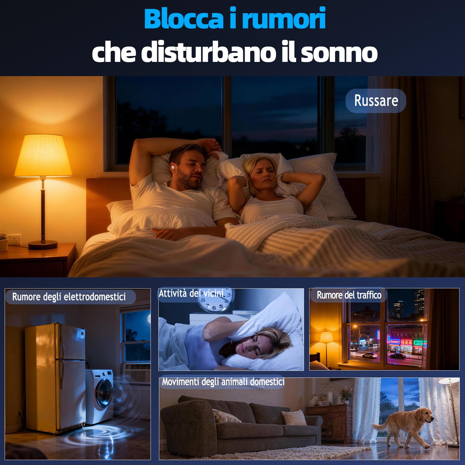 Cuffie Bluetooth, Cuffie per Dormire sul Fianco, Auricolari Bluetooth 5.4 con Doppia Modalità Sonno, 40 Ore Mini Sleep Earbuds Bluetooth, 6 modalità EQ Mini In Ear Auricolari IPX7, Display LED