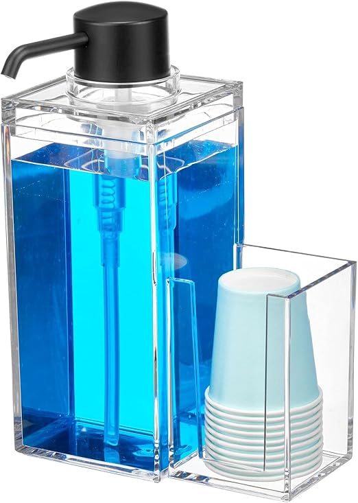 mDesign Modern Plastic Mouthwash Pump Caddy and Disposable