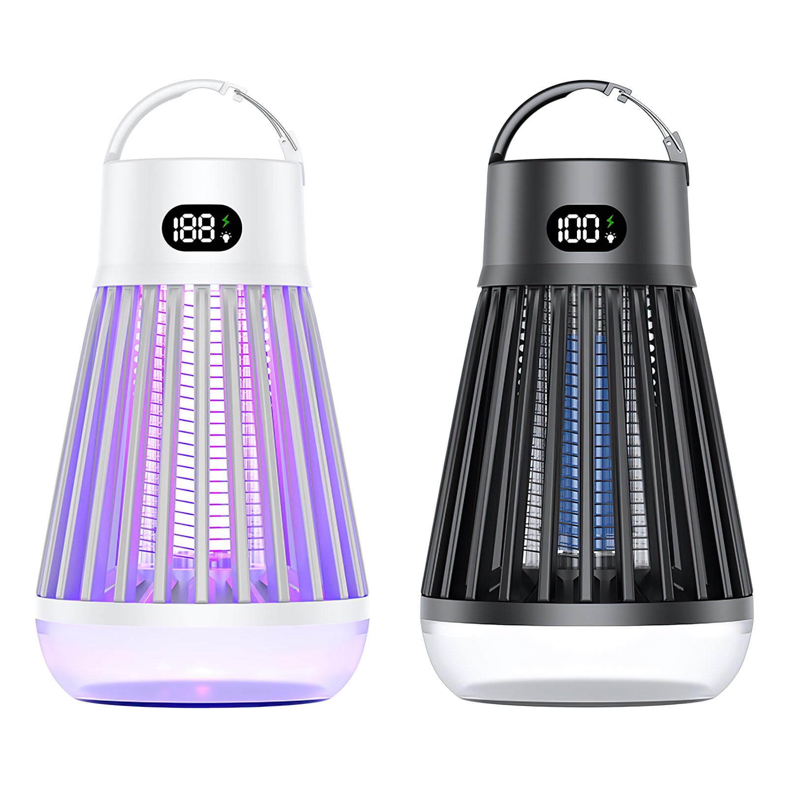 Auto 360° Electric Fly Zapper, Mosquito Killer Lamp With USB Charging, Electric Fly Killer, 3-6h Working Time Electric Mosquito Killer Lamp, Suit for Indoor Outdoor, Home, Bedroom, Camping (2pcs)