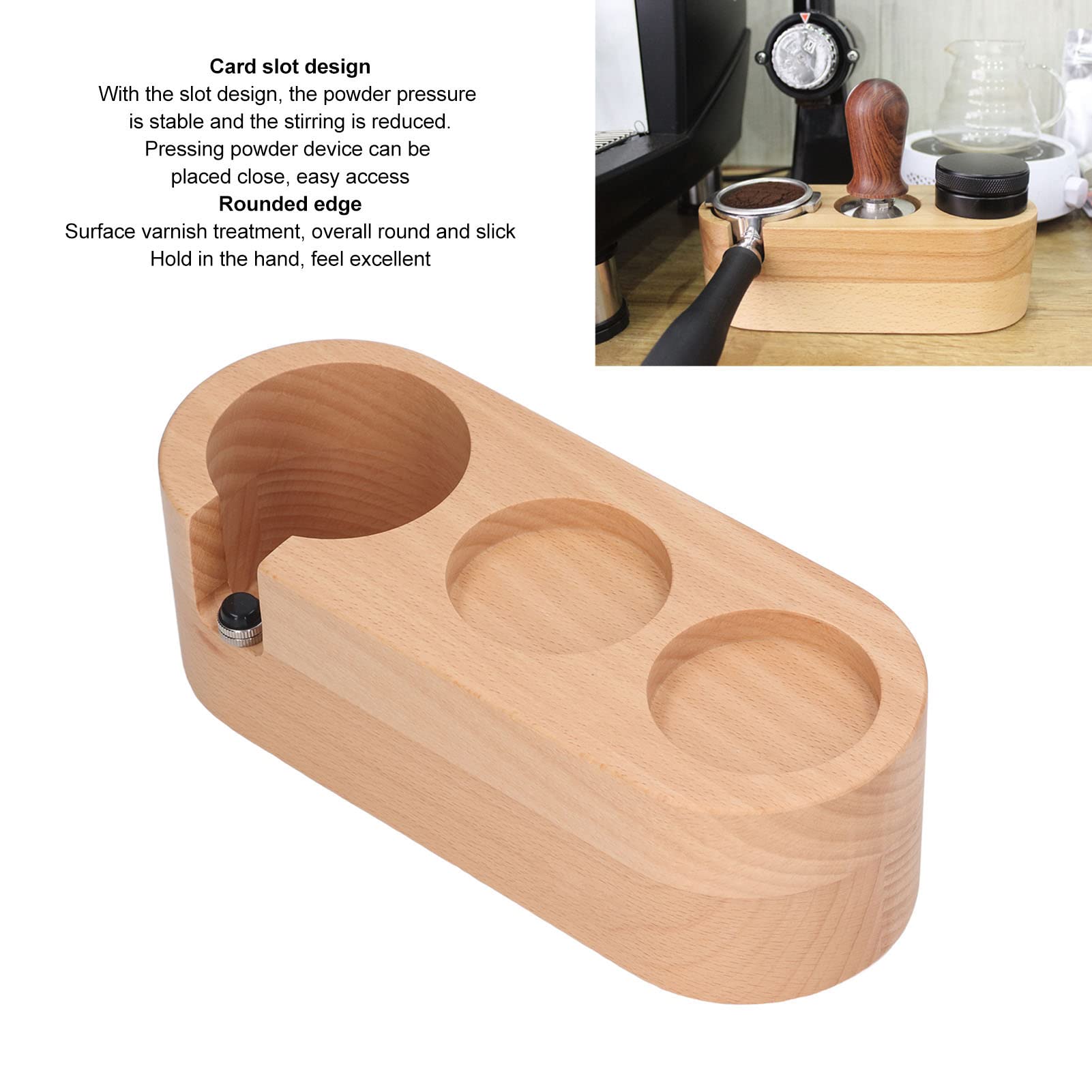 Kaffeefilter-Manipulationshalter aus Holz, 3 Löcher, Kaffeefilter-Manipulationshalter, verhindert Verrutschen, Espresso-Tamper-Halter, Ständer für die Kaffeezubereitung (51mm)
