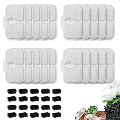 20 Packs Cat Water Fountain Filter Replacement Compatible with Dockstream
