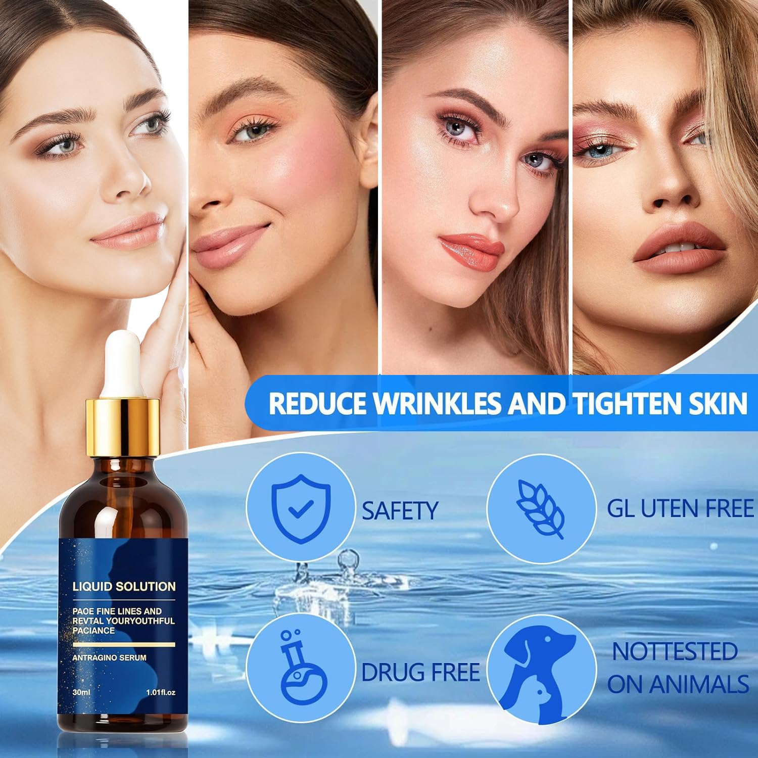 Liquid Solution Anti Aging Serum,Liquid Solution Serum for Wrinkles,Promotes Skin Collagen Production,Instant Wrinkle Removal,Natural and Non-irritating(3Pcs/1.01floz) - Image 5