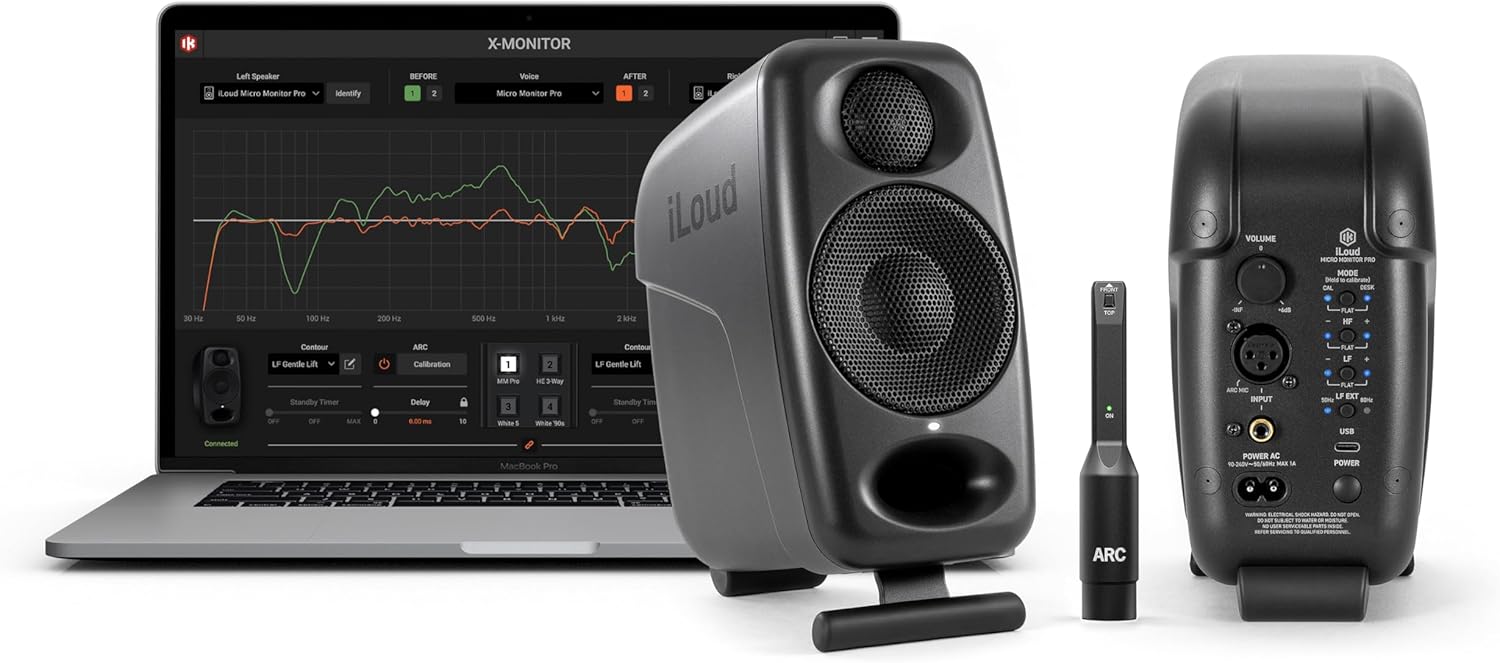 IK Multimedia Premium Version iLoud Micro Monitor Pro Black (Pair) 50 Watt Portable & Powerful Reference Studio Monitor, Class D High-Efficiency Amplifier, Custom-Made Drivers for Music Mixing - Image 4