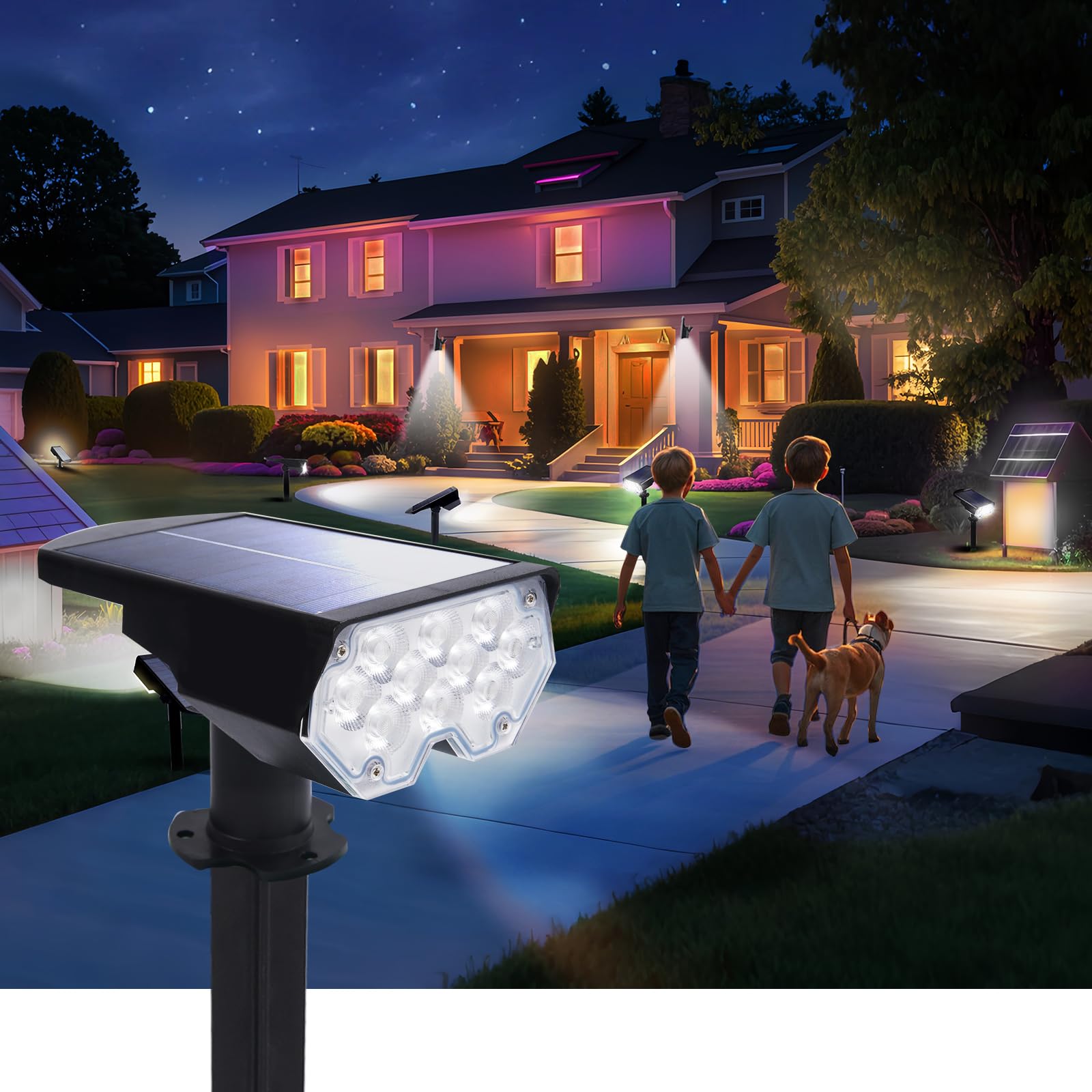 1 Pack Solar Spotlights Outdoor, Cool White Adjustable Landscape Lights