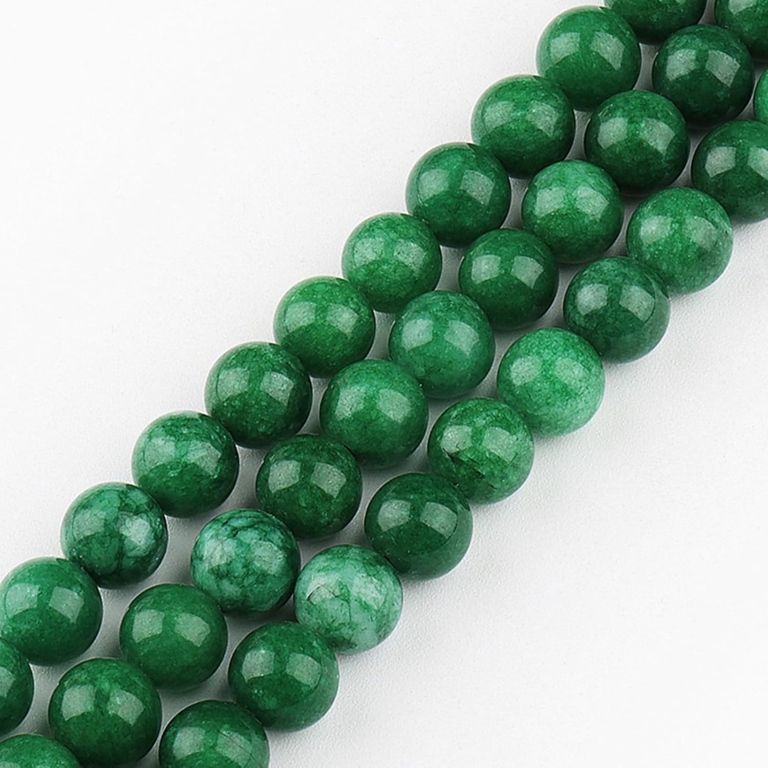 Natural Green Jade Beads for Jewelry Making - Stone Beads Gemstone Beads for Bracelets, 10mm Crystal Round Loose Beads(35-37pcs, 10mm, Green Jade) - Image 3