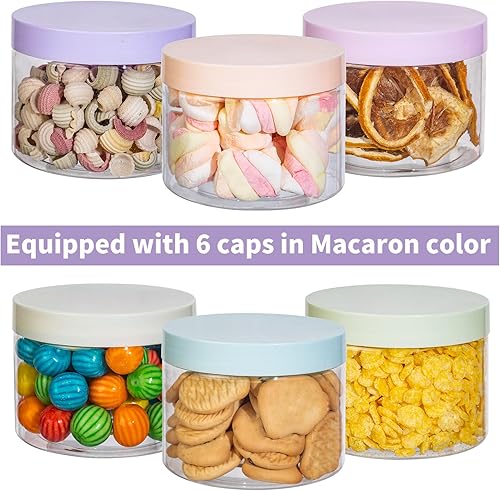 Miniatura 6 de DODHEG Tarros de plástico transparente de 8 onzas con tapas, tarros de plástico con tapas, para cocina, hogar, almacenamiento de manualidades, 6