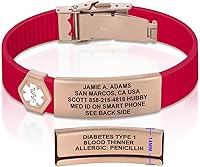 Vista 197 de Divoti Pulsera de identificación de alerta médica grabada personalizada, grabado láser de doble cara, pulsera de silicona, cierre de seguridad