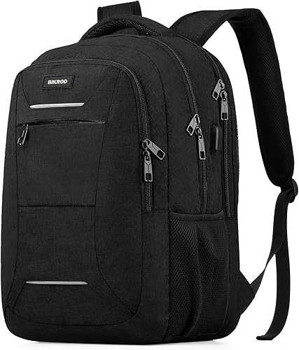Mochila para hombres y mujeres, mochila escolar para adolescentes, mochila negra para niños con puerto de carga USB para laptop de 15.6 pulgadas,