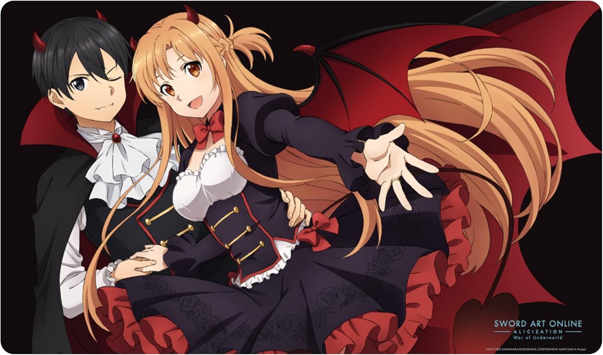Juegos japoneses Sword Art Online Alicization Lil Devils Playmat Gaming Playmat | Tamaño grande (24" x 14") | Superficie de neopreno premium, base antideslizante | Tus héroes favoritos