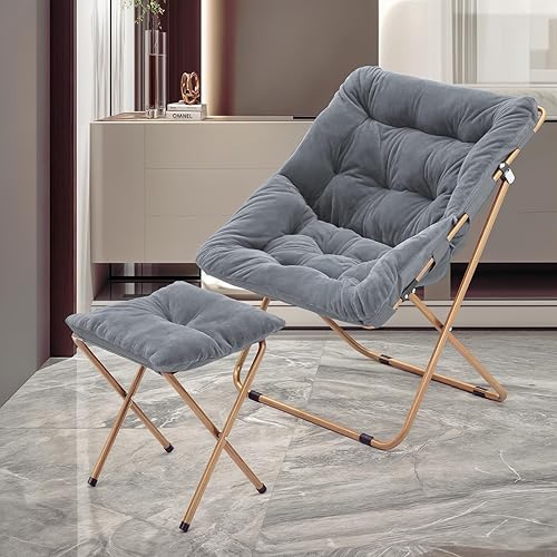 Miniatura 63 de MoNiBloom Silla cuadrada plegable de piel sintética para dormitorio, sala de estar, dormitorio, marco de metal plegable, de gran tamaño, cómoda,