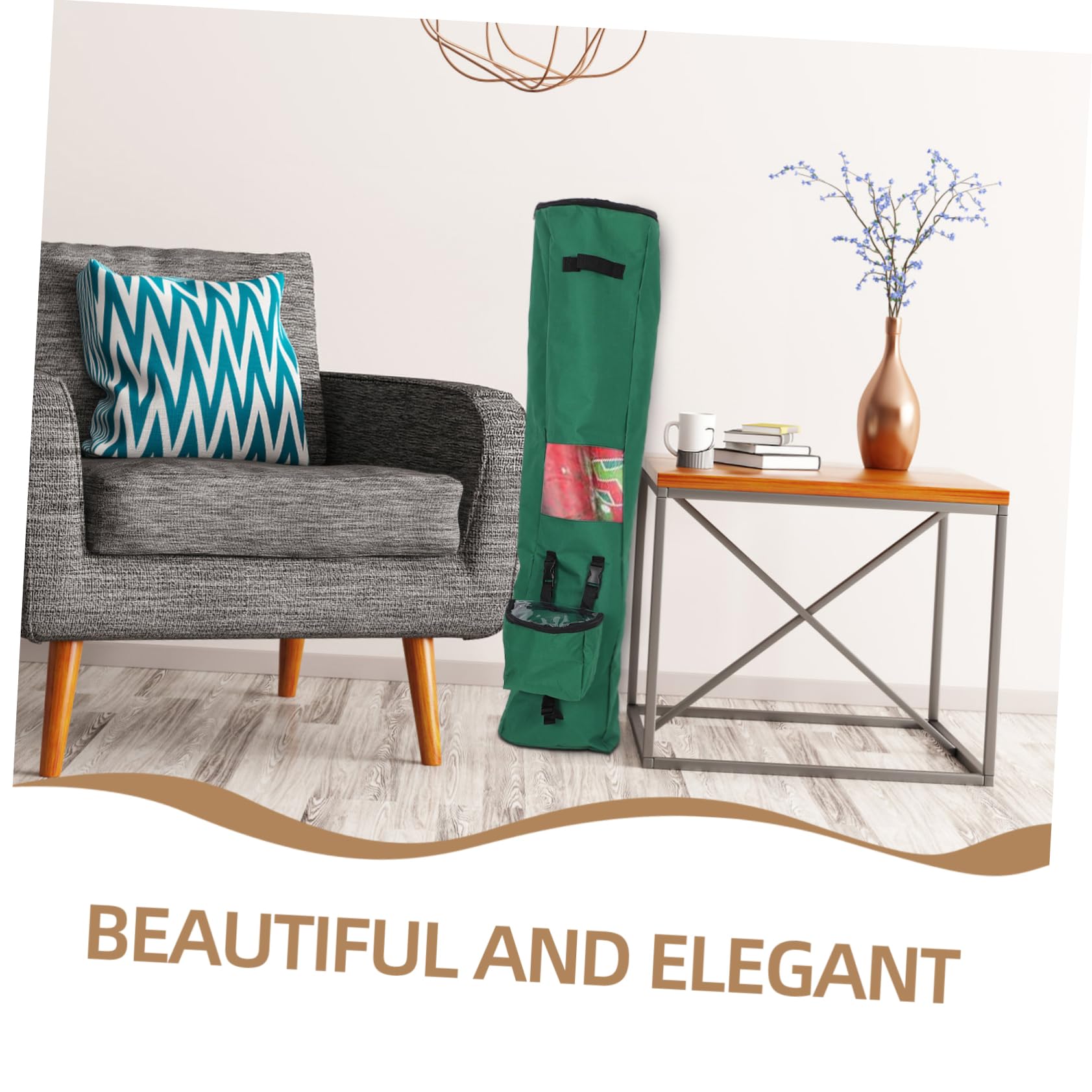 Hoement Langer Geschenkpapier Organizer aus Oxford Stoff Grün Wiederverwendbar Aufbewahrungsbeutel für Verpackungspartys und Weihnachten