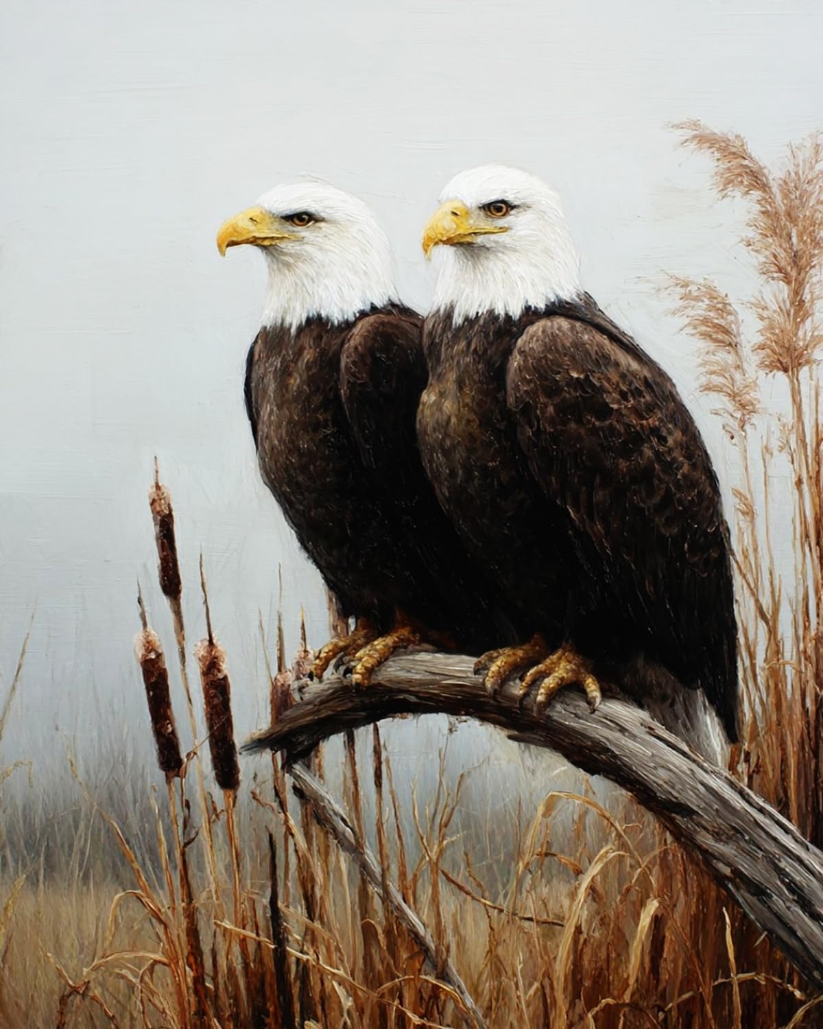 LIUBAISHI Paint by Numbers for Adults – Large 16x20 Canvas | DIY Wall Decor for Living Room, Relaxing Craft Kit, Gift Set for Adults with Acrylic Paints-Two Eagles Perched on a Branch