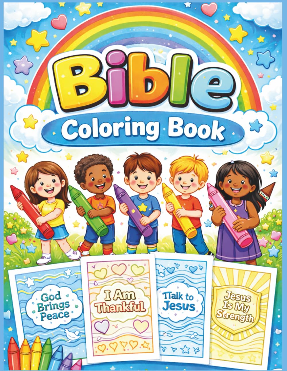 Kids Bible Coloring Book for Ages 4–10: A Faith-Filled Christian Coloring Book for Kids to Learn About Jesus, Prayer, Love, and Kindness