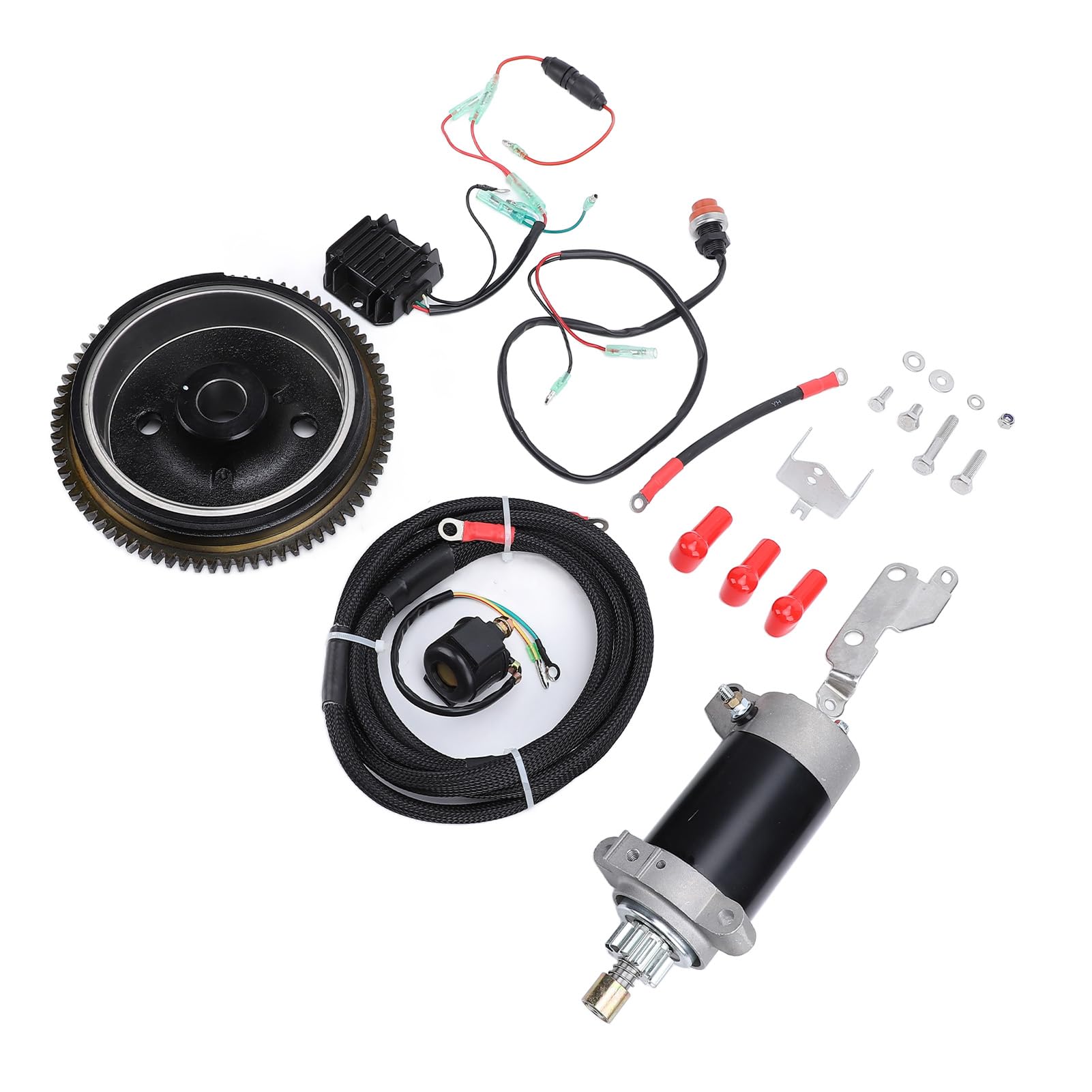 aqxreight Kit di Avviamento Motore Fuoribordo per Motore a 4 Tempi Avviamento Elettrico in Alluminio con, relè e Cavo di Alimentazione Sostituzione di Grado Marino per gli Appassionati di