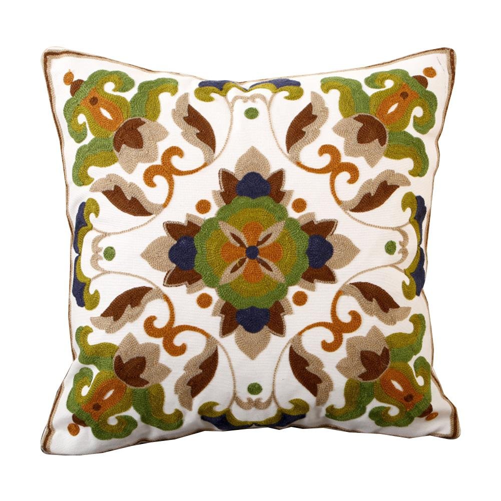 Zuodu Colour 3 45Cmx45cm Green Embroidered Cushion Covers 18 X 18 Inches Cotton Decorative Throw Cushion Case Jacquard Pillow Case,Sofa,Chair,Car Use (Pattern -2)