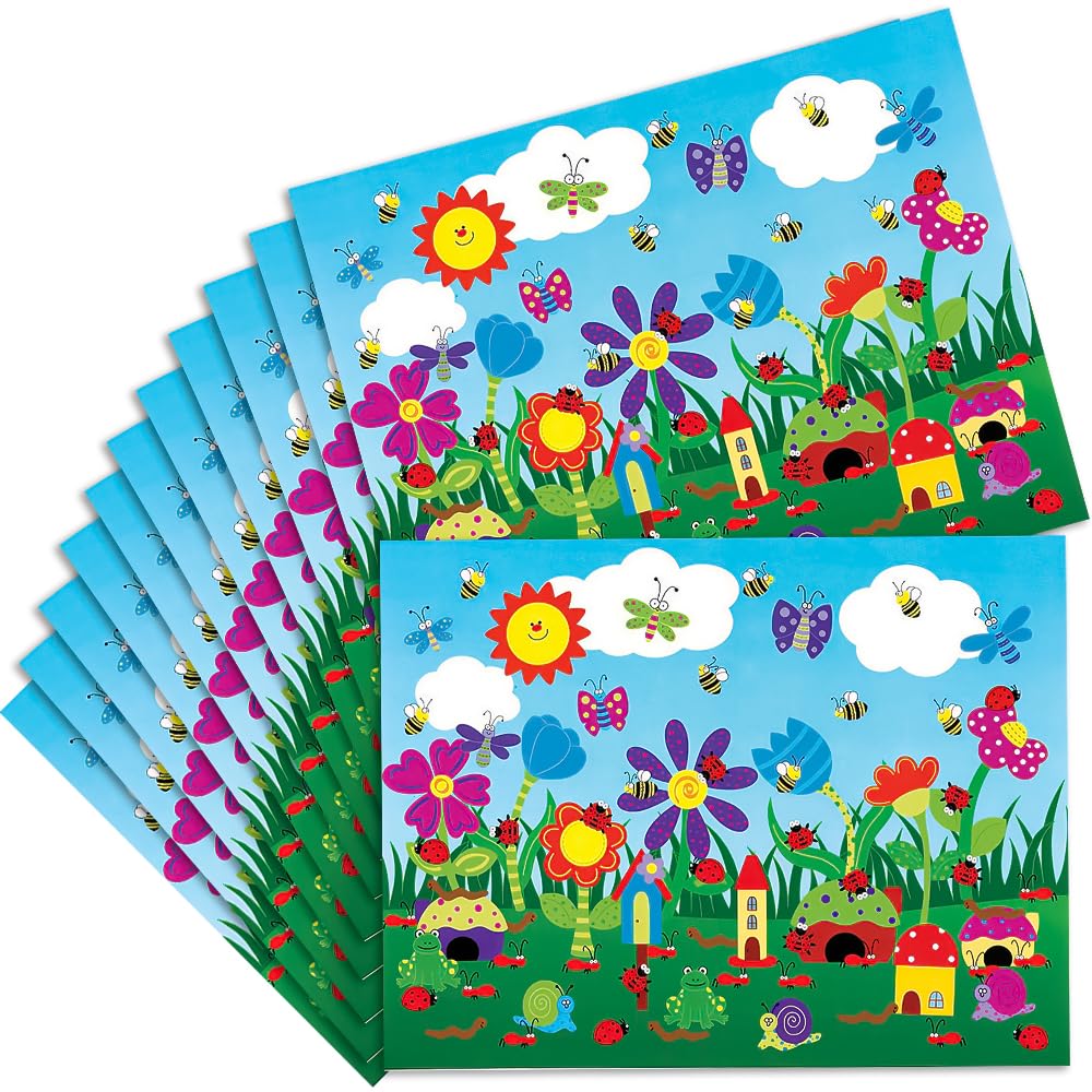 Flower Garden Sticker Scene - 12 Backgrounds and 12 Sticker Sheets - Spring Classroom Activities