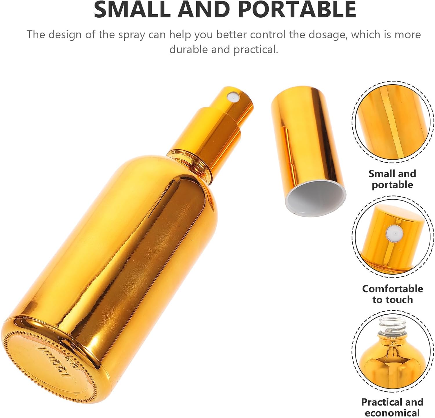 Ipetboom Refillable Glass Spray Bottle with Dosage Control, Light Weight Glass and Pp Material, for Travel Use as Perfume, Fragrance, and Liquid Container