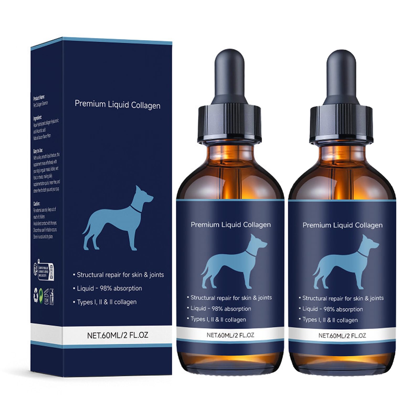 Healthy Petz Premium Liquid Collagen, 60ml / 2 fl oz, for Dogs All Breeds