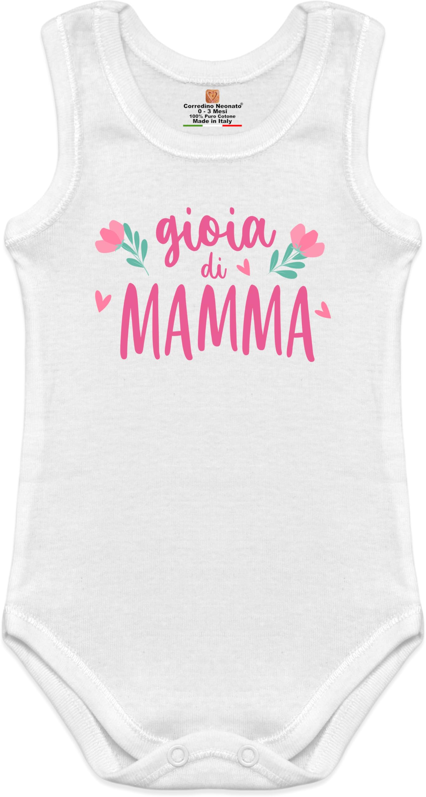 Corredino Neonato Body neonata cotone senza maniche frase gioia di mamma 0 mesi