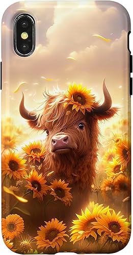 Miniatura 7 de Funda para iPhone 12 mini con diseño de vaca escocesa de las tierras altas y girasoles