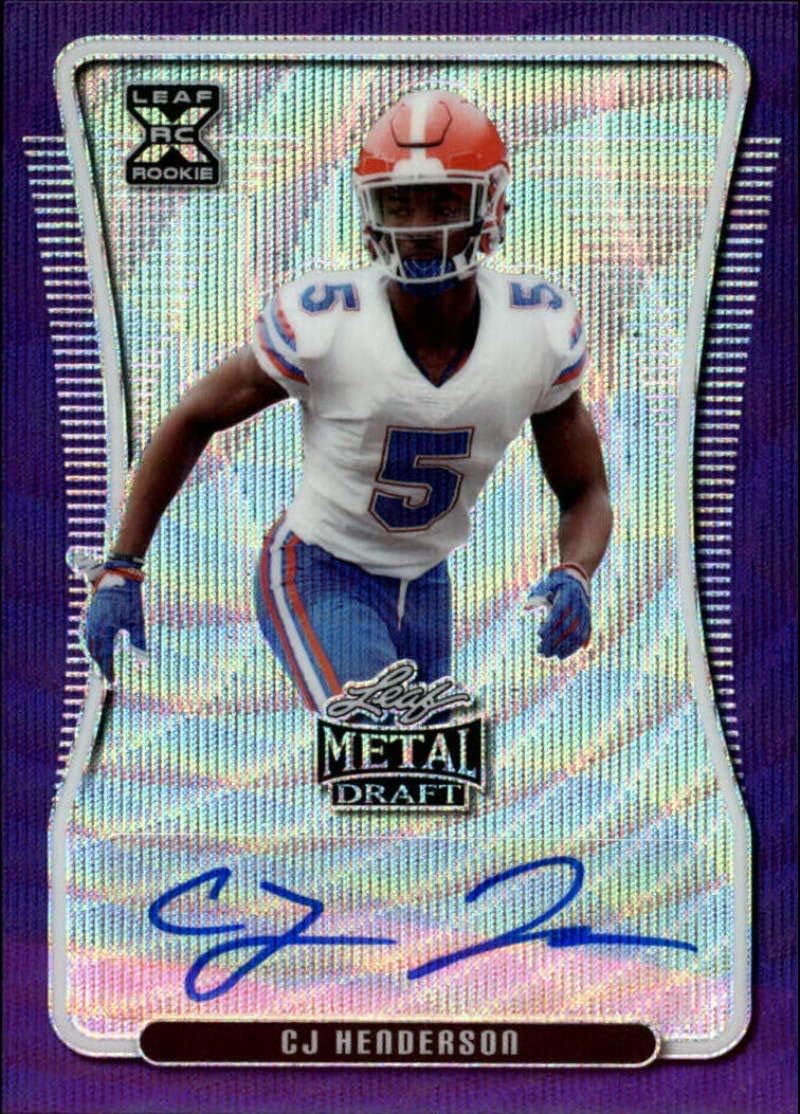 2020 Leaf Metal Draft Autograph Wave Purple Football S15#BA-CJH CJ Henderson Auto Florida Gators Official Player Licensed Rookie Card