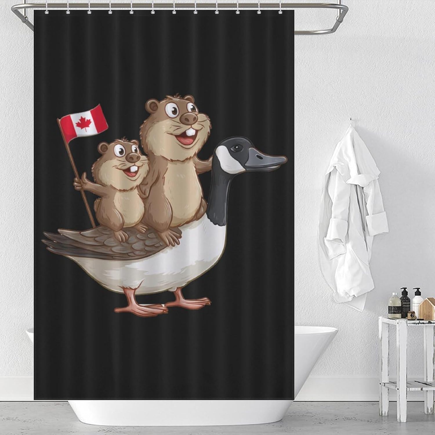 Canadian Beaver Shower Curtain 46.85x70.87Inch（119x180cm） Polyester Bath Curtain Shower Curtains Printed Decorative