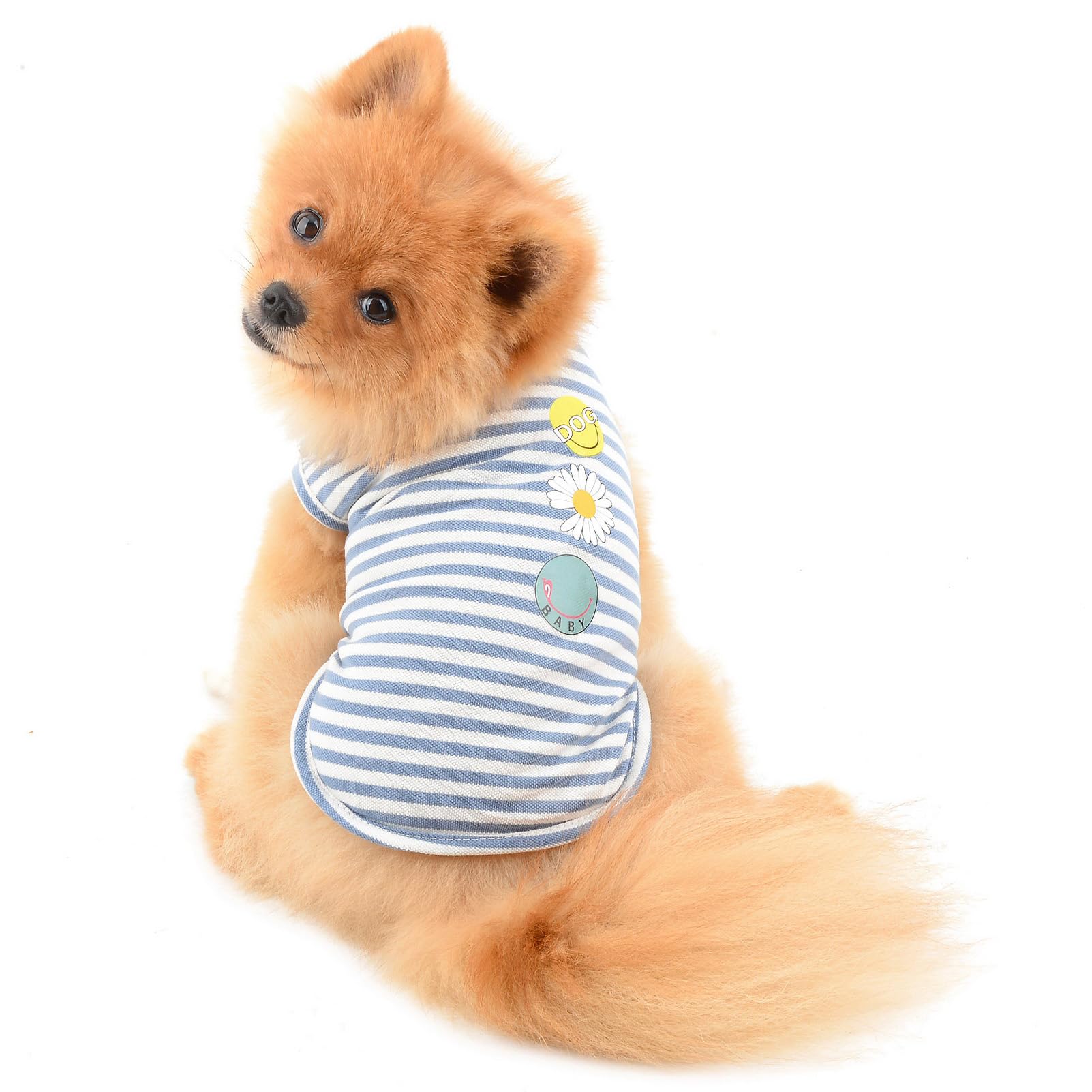 PAIDEFUL Stripe Dog Shirt for Small Medium Dogs Girls Boys Puppies Comfy Cotton Sleeveless Pet t Shirts for Cats Apparel Chihuahua Clothes Tank Tops Vest Tee Spring Summer Wearing Outdoor