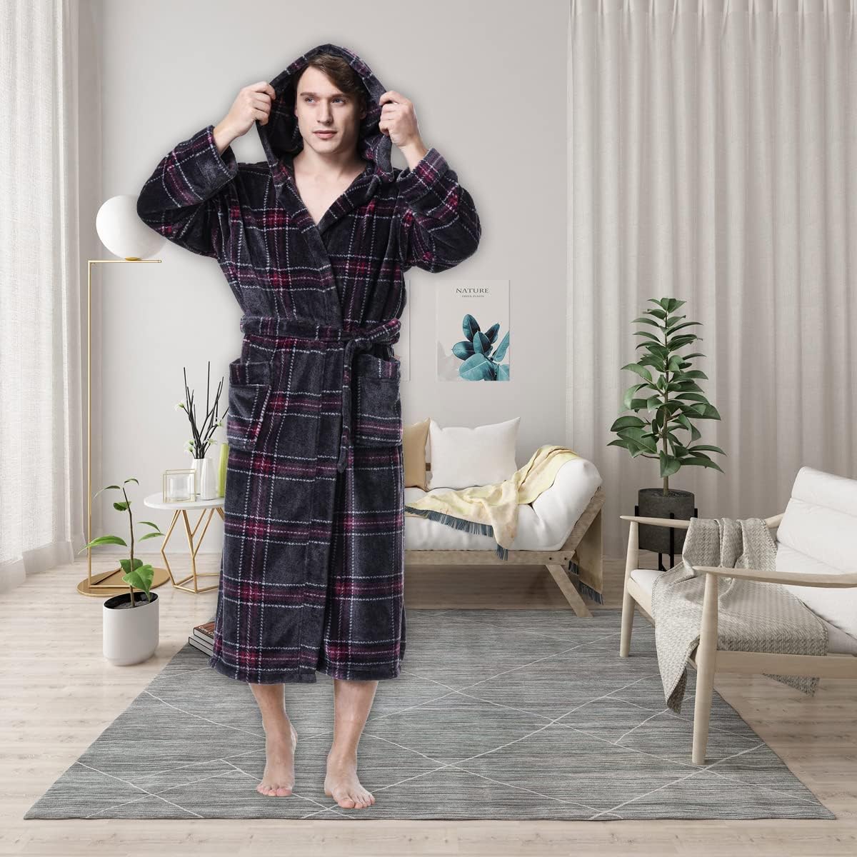 KEMUSI Peignoir Spa à Capuchon Doux pour Homme Maroc Ubuy