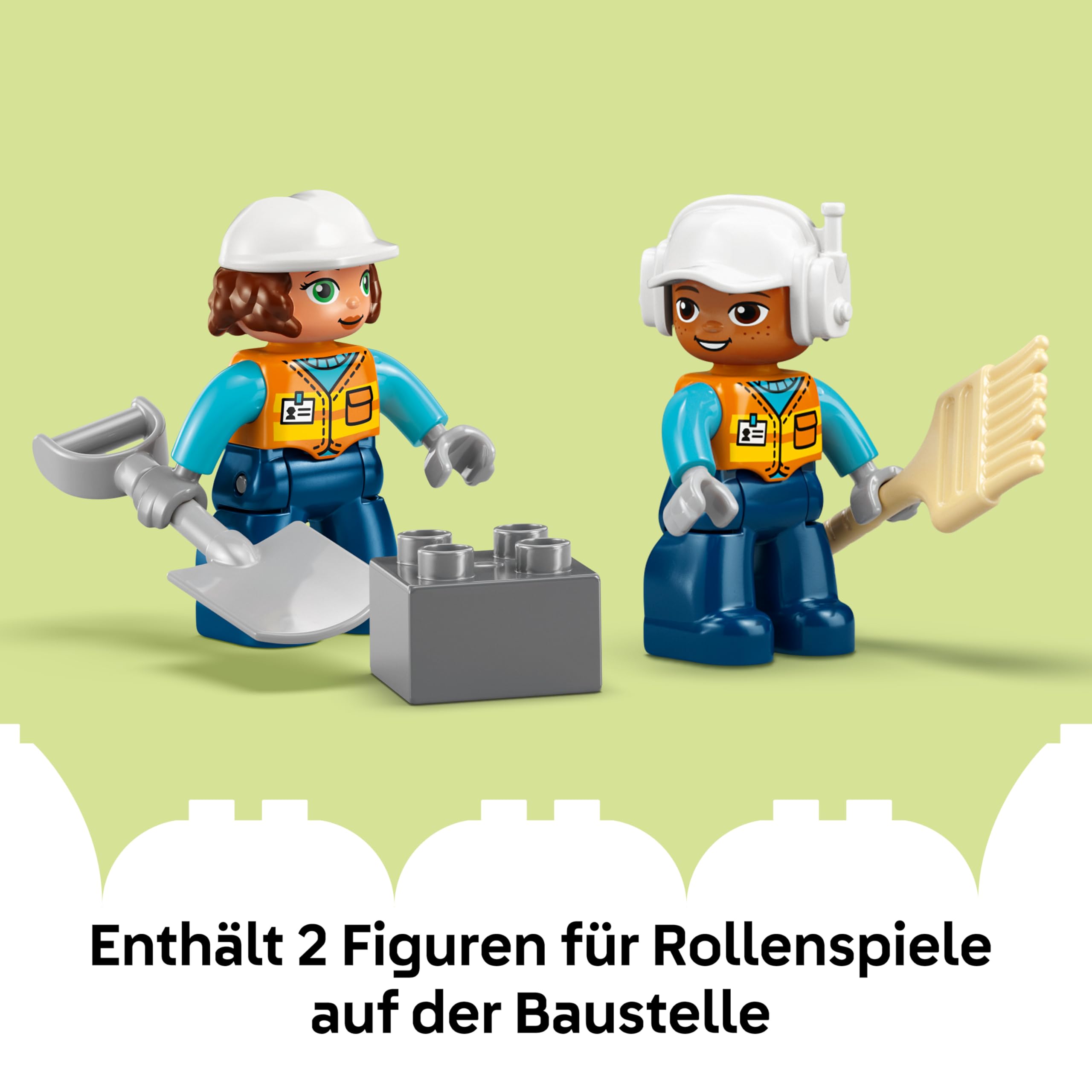 LEGO DUPLO 3-in-1 Baustelle mit Baufahrzeugen - Kleinkinder Lernspielzeug zur Förderung der Feinmotorik - inkl. Lastwagen, Kränen und Baggern - Geschenk für Jungen und Mädchen ab 3 Jahren - 10476