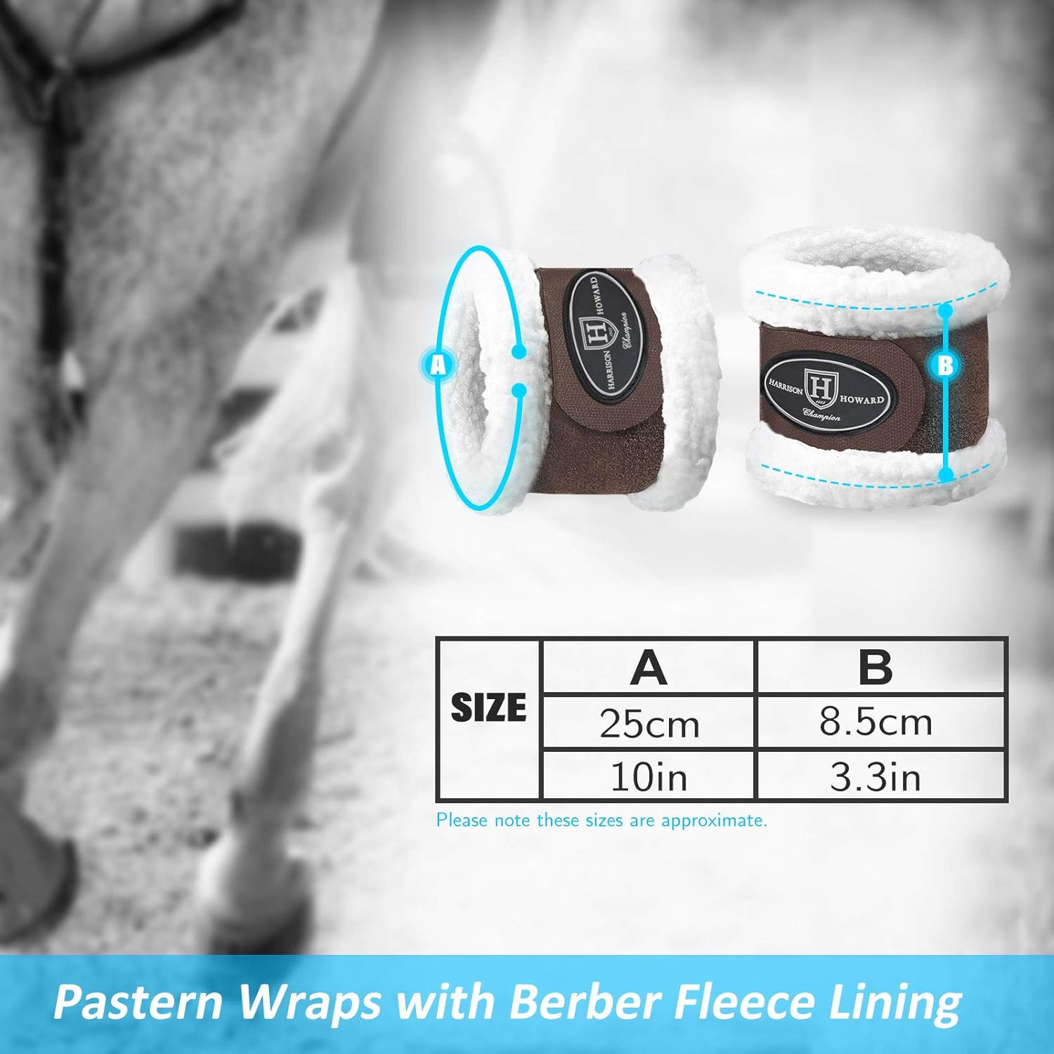 Harrison Howard Essential Premium Horse Pastern Wraps with Berber Fleece Lining, Sold in Pairs - Coffee Brown : Pet Supplies