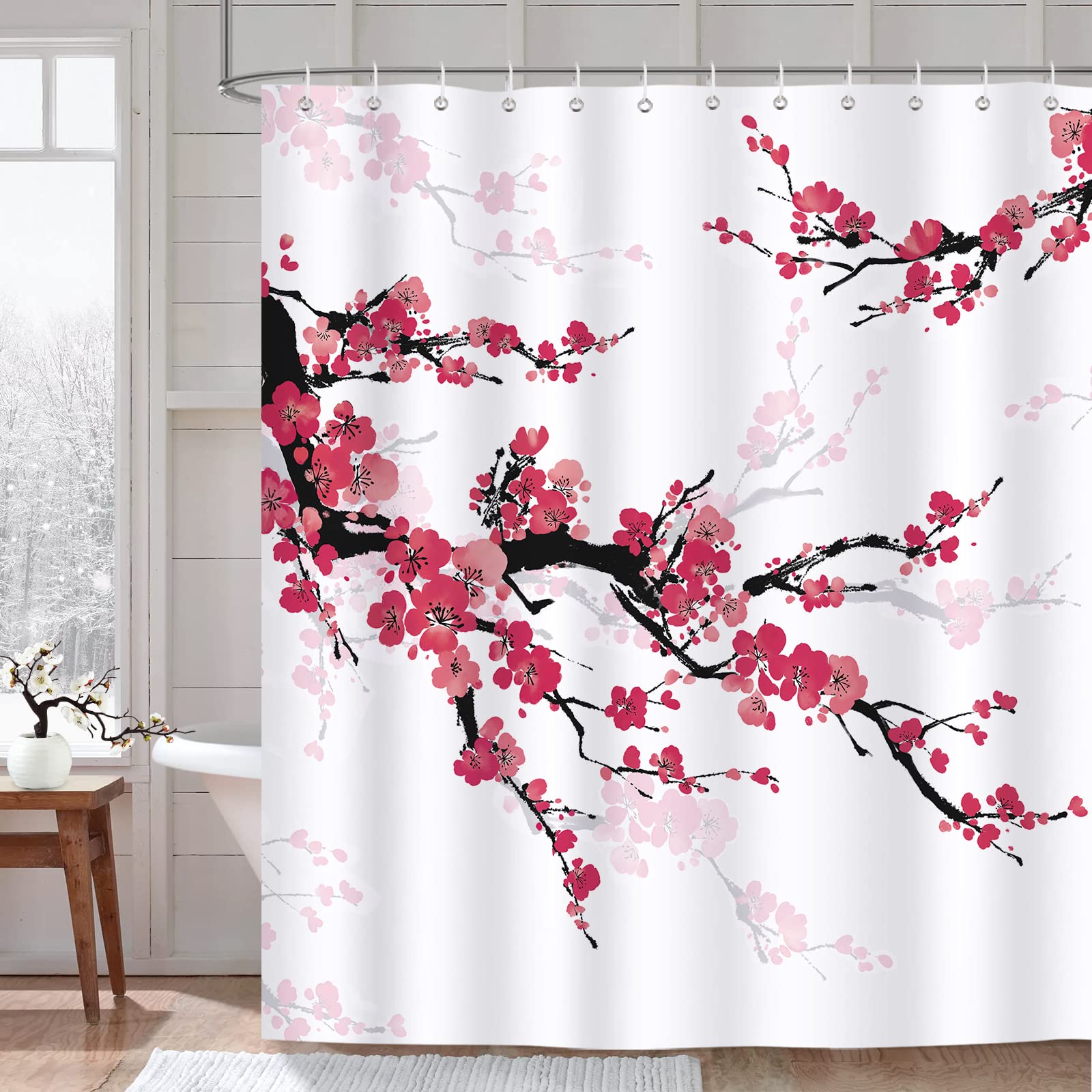 Bonhause Rideau de Douche Fleur de Cerisier