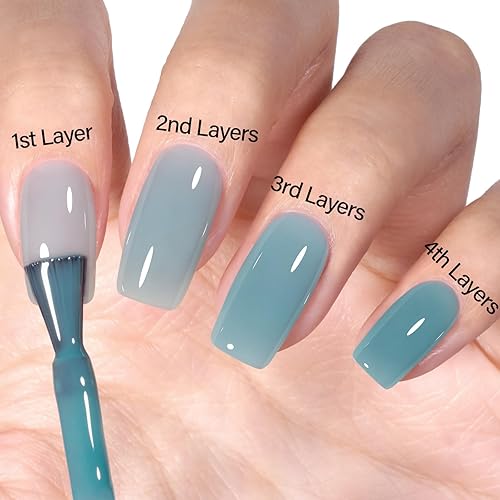 Vista 124 de AILLSA - Esmalte de uñas en gel pastel macaron, verde menta, colores brillantes de verano, algodón de azúcar, gel UV semipermanente, manicura