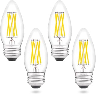 AIELIT E26 Candelabra LED Bulbs Daylight, Dimmable Bright White 5000K, 6W B11 Candle Light Bulb 60 Watt Equivalent for Bathroom Vanity Dining Living Room Kitchen Chandelier Pendant Lights, 4-Pack