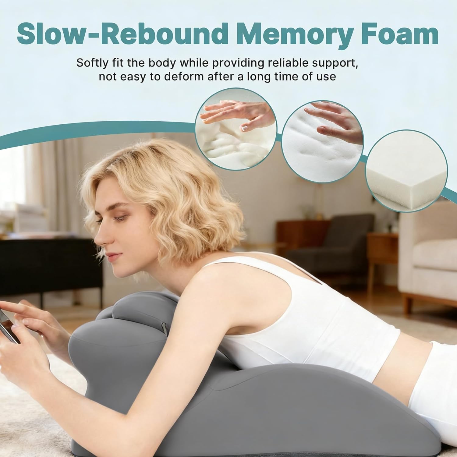 Multi-Position Body Support Pillow 27° Ergonomic Couples Pillow, Arm Pressure Relief, Back & Shoulder Support (Grey)