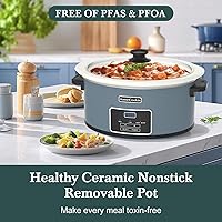 Vista 6 de HOMECOOKIN 8-Quart Programmable Slow Cooker with Timer Keep Warm - Small Kitchen Appliance for Family Dinners - Serves 6+ People (Blue)