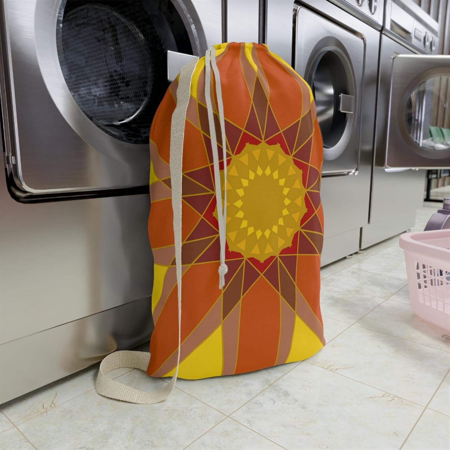 Vibrant Boho Laundry Bag Stylish Storage College Travel Design Tie-Dye Chic Colorful '1.uncommon.journey' Art Mitzisniftis