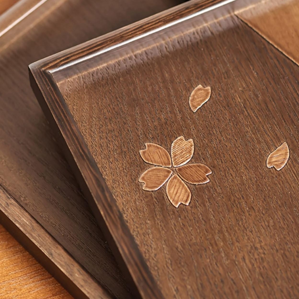 Bandejas Servir Comida Original Importado Yama Lacado Bandeja Rectangular de Madera Cerezo en Flor té seco Mesa Cama