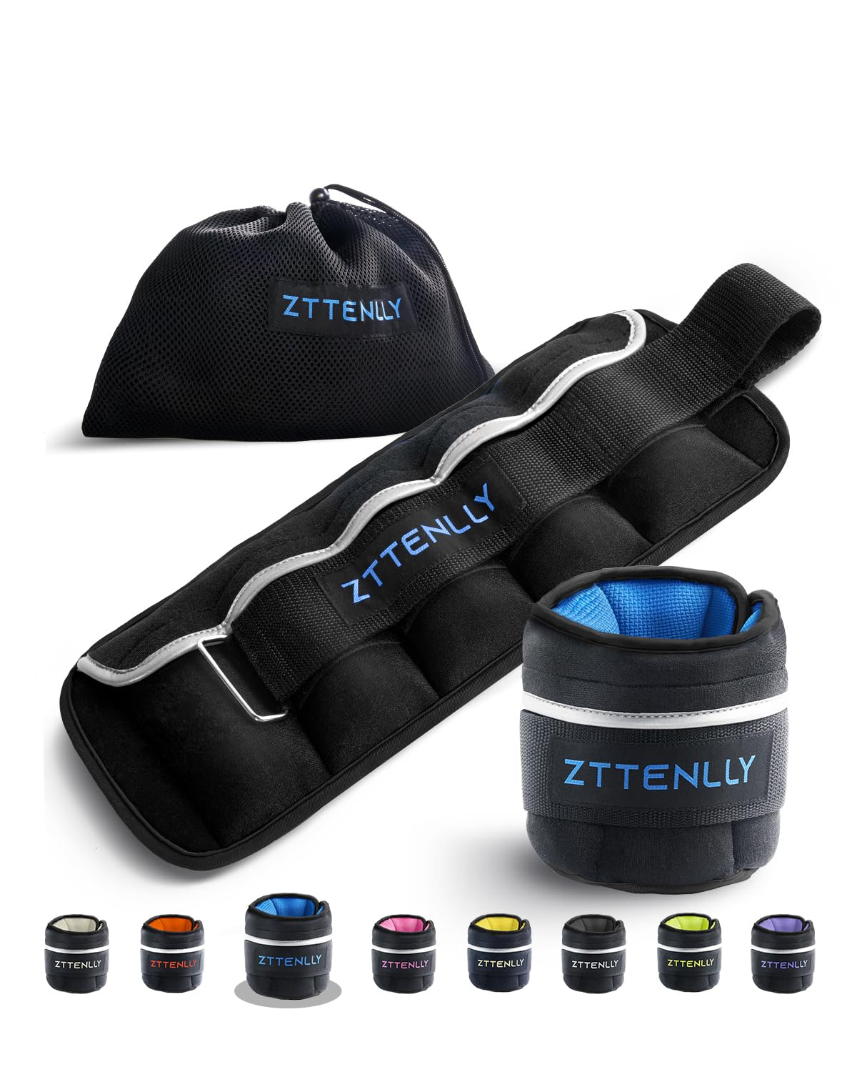 ZTTEN Adjustable Ankle & Wrist Weights 0.45-2.25kg - Premium Merino Cotton Fitness Weights with Non-Slip Design for Adults & Kids, Gym, Running, Aerobic Training