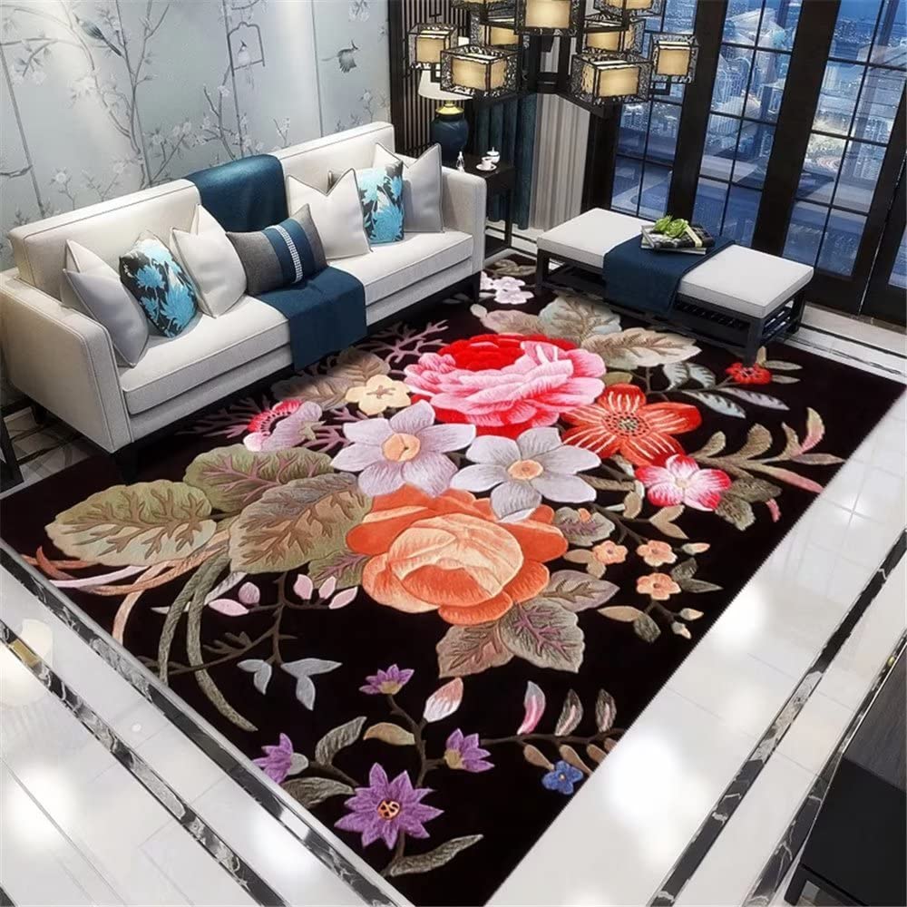 Tapis de salon rose fleuri : l'atout charme lavable pour votre moquette exterieur et chambre
