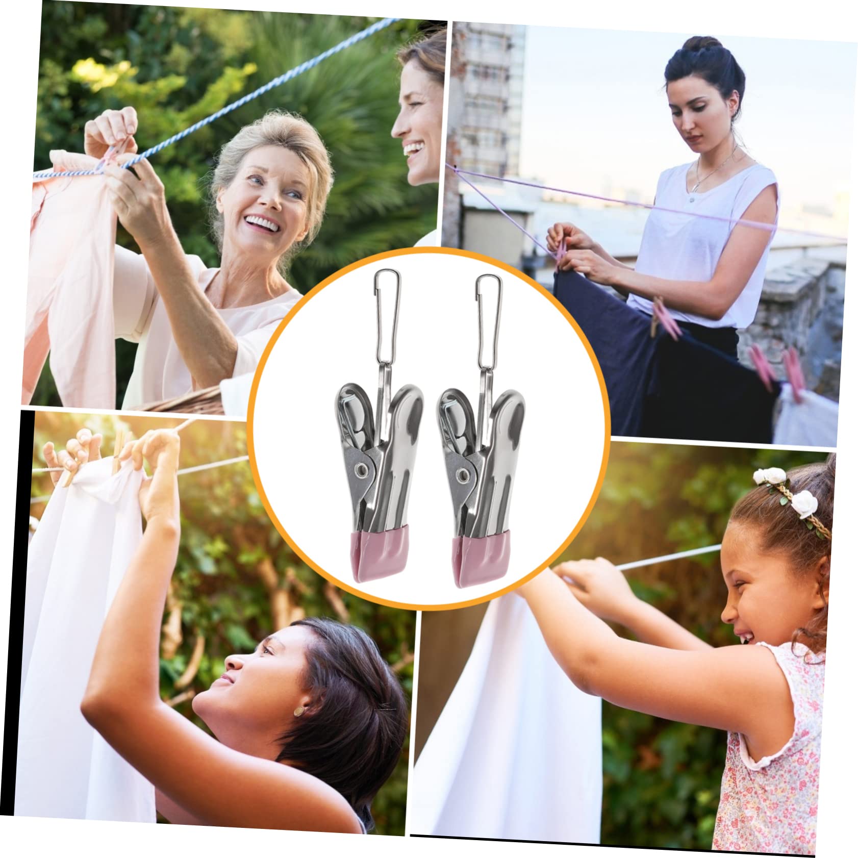 Cabilock 24pezzi Mollette Acciaio Inossidabile Antivento Per Bucato Clip Per Stendere Biancheria Resistente e Pratica Per Uso Ed Esterno Per Asciugamani Vestiti e Accessori