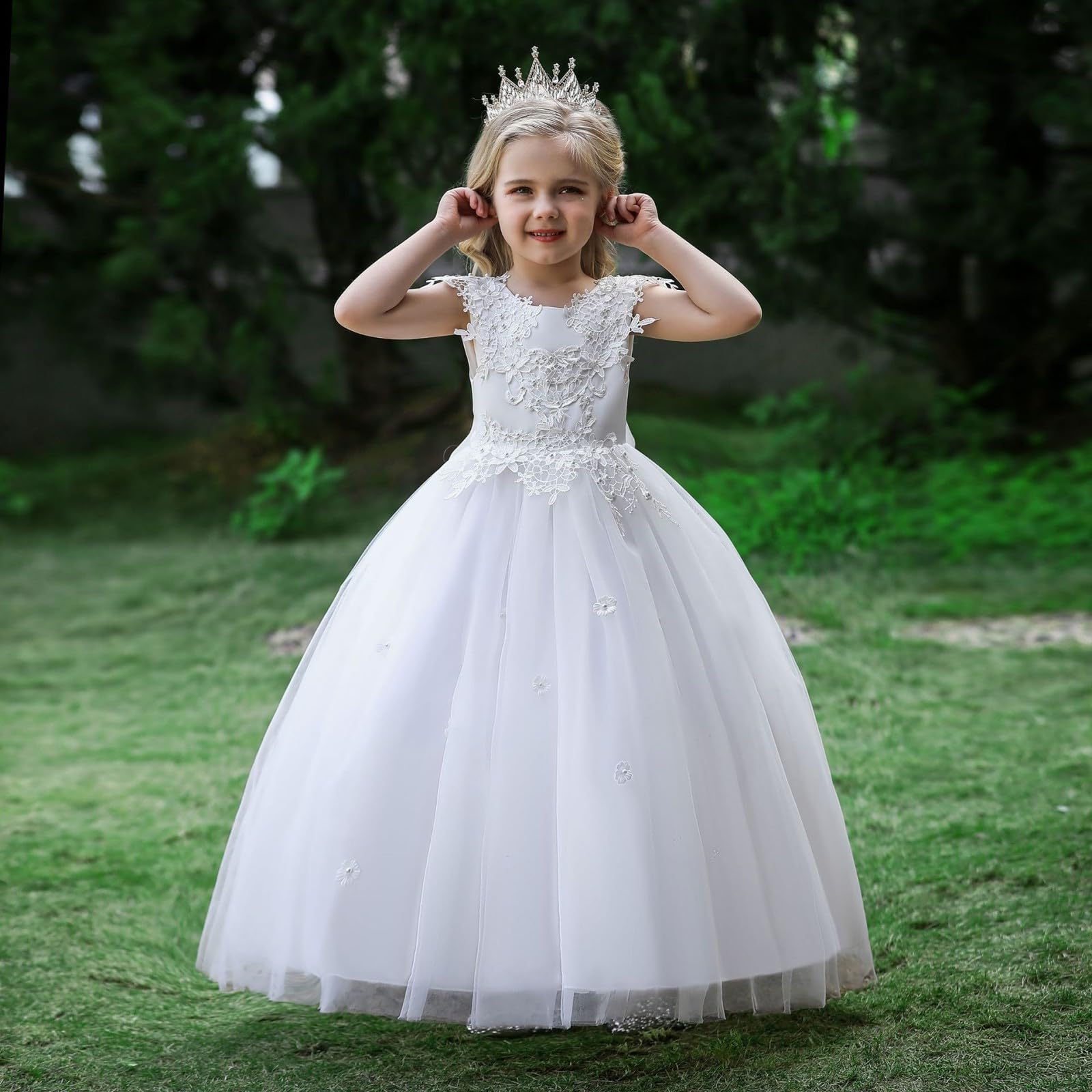 Abito da principessa per ragazze, per feste di compleanno, matrimoni, feste, balli, in tulle, maxi abito da damigella d'onore, abito da sera formale