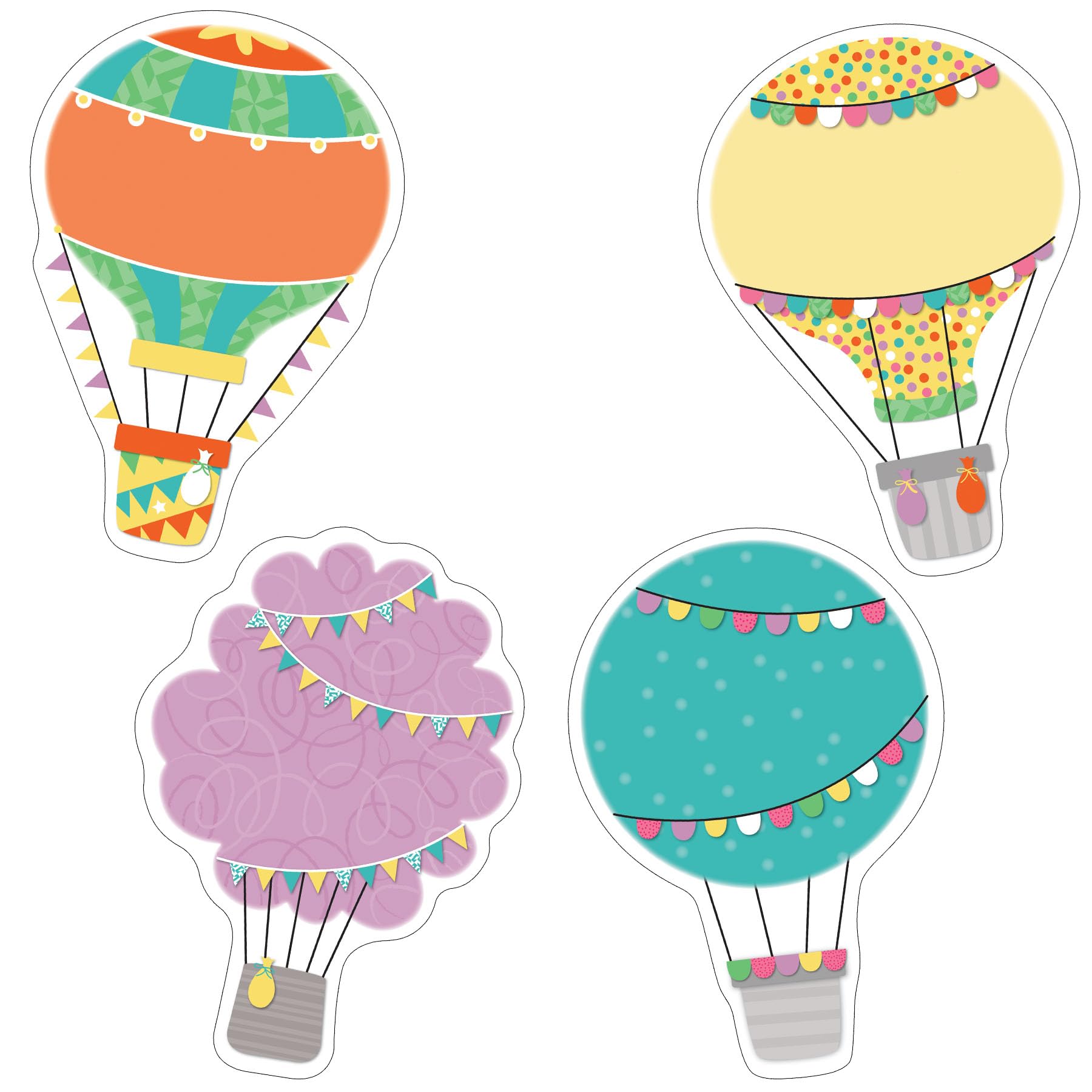 Carson Dellosa 36-Piece Pastel Hot Air Balloon Decorations, Colorful Cardstock Cutouts for Back to School, Bulletin Board, Name Tags, Classroom Decor, Teacher Supplies for Elementary and Preschool