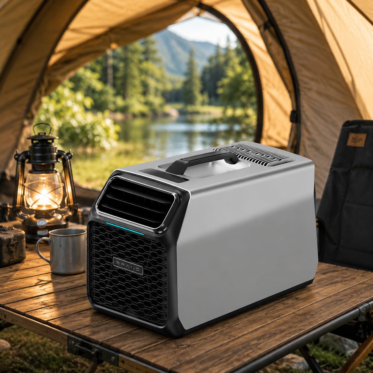 Portable Air Conditioner for Camping,3500 BTU Compressor Air Conditioner with Dehumidifier, Low Power 520W,Quiet Sleep Mode,Remote Control,Portable Cooling Unit for Camping, Vanlife, RVs Gray