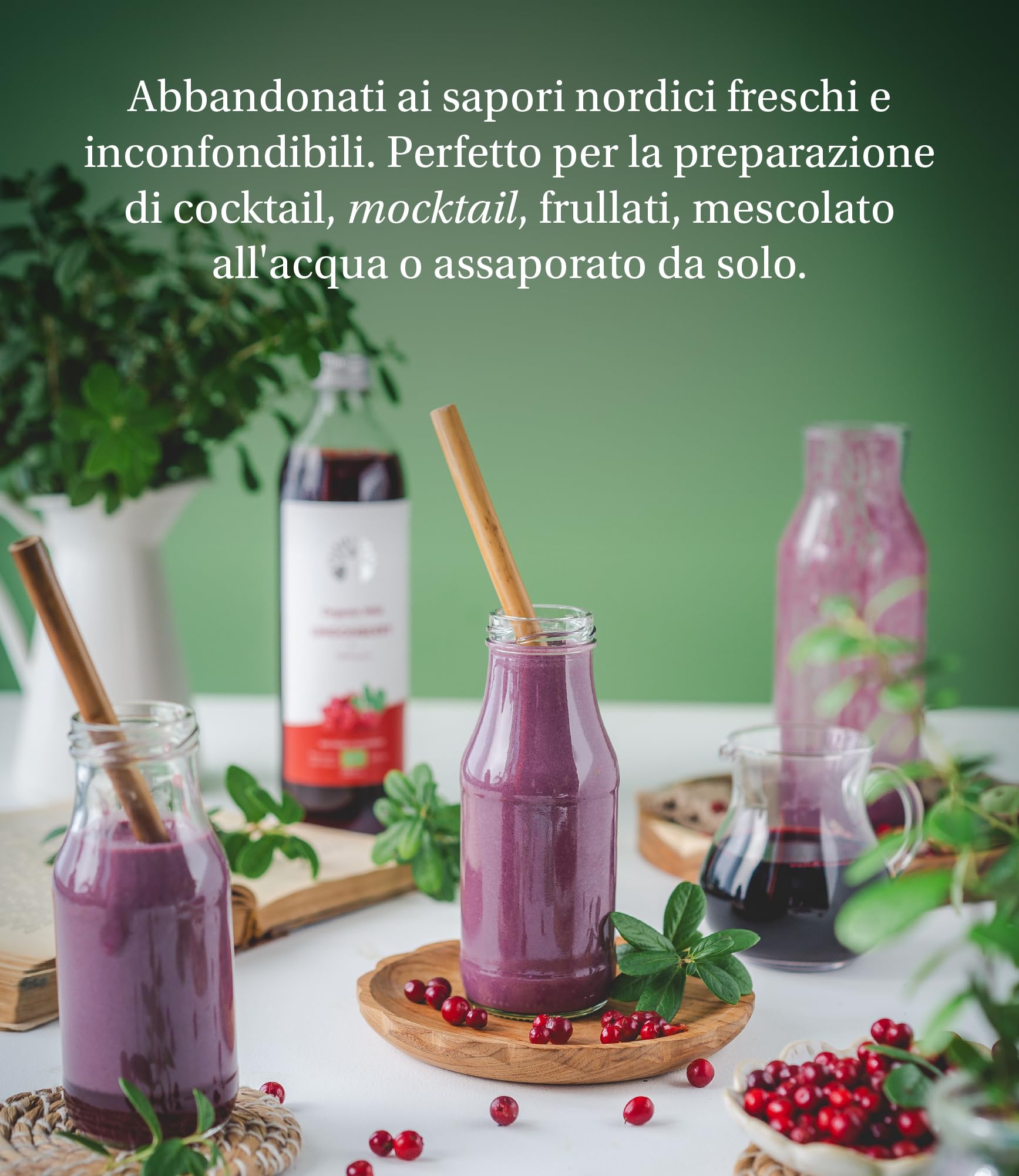 LOOV succo di mirtilli rossi selvatici biologici, 500 ml, 100% da mirtilli rossi pressati, contiene polifenoli, nessuna aggiunta di acqua o zucchero, cresciuti spontaneamente da foreste nordiche
