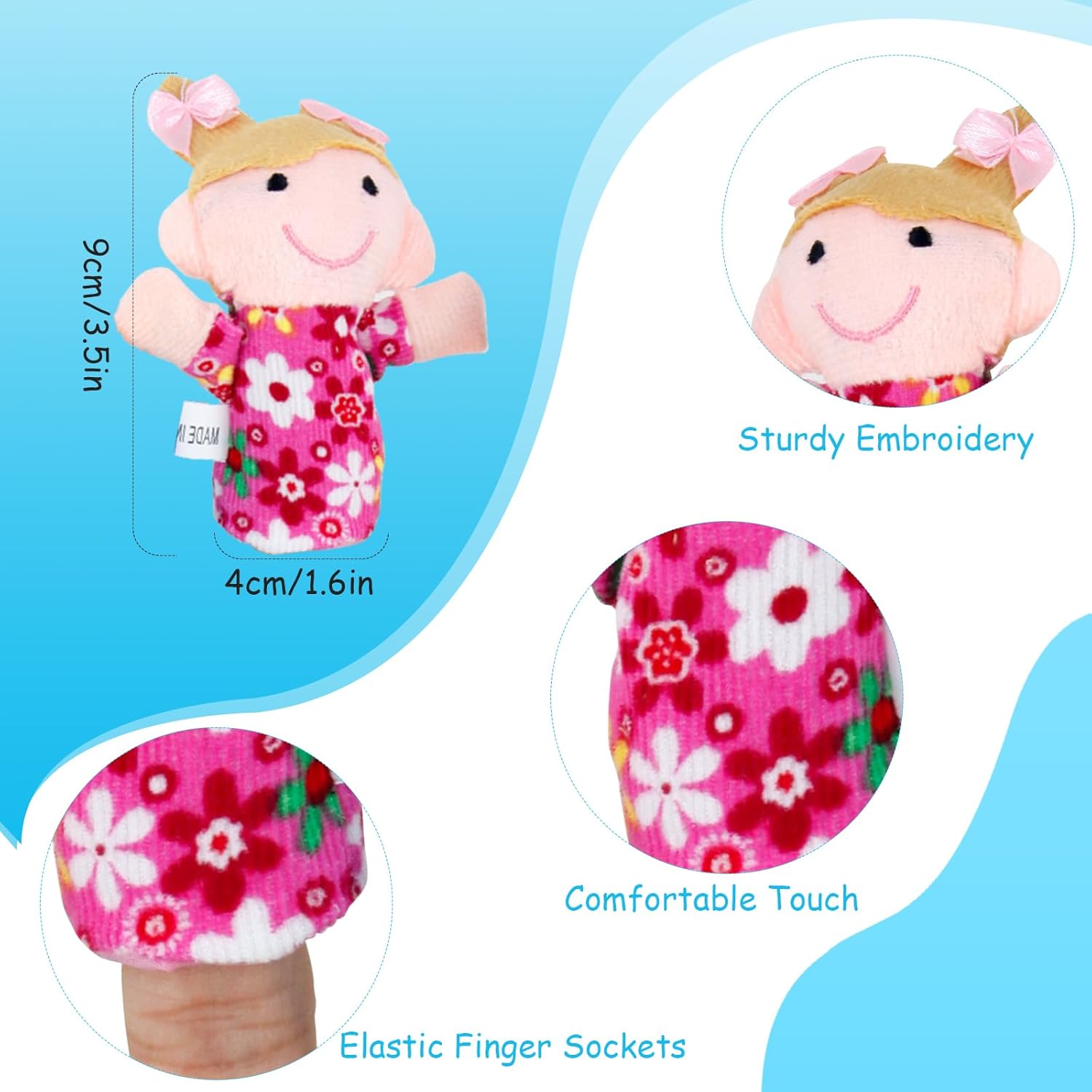 Sealive 6 PCS Family Finger Puppets for Toddlers 1-3 - Interactive Educational Animal Finger Puppets for Storytime, Playtime, and Learning - Safe, Soft Plush